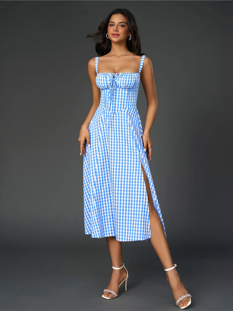 Claudia – Abito Cami con Busto Arricciato e Spacco