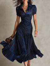 Adriana | Abito midi satinado di riscas retro da donna