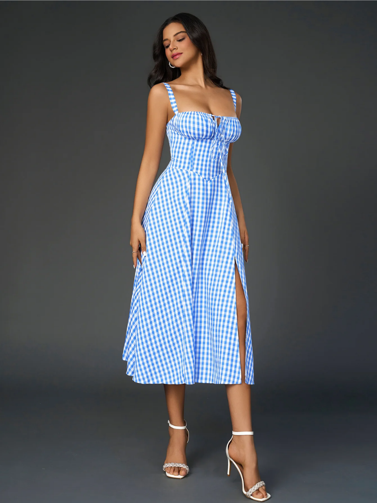 Claudia – Abito Cami con Busto Arricciato e Spacco