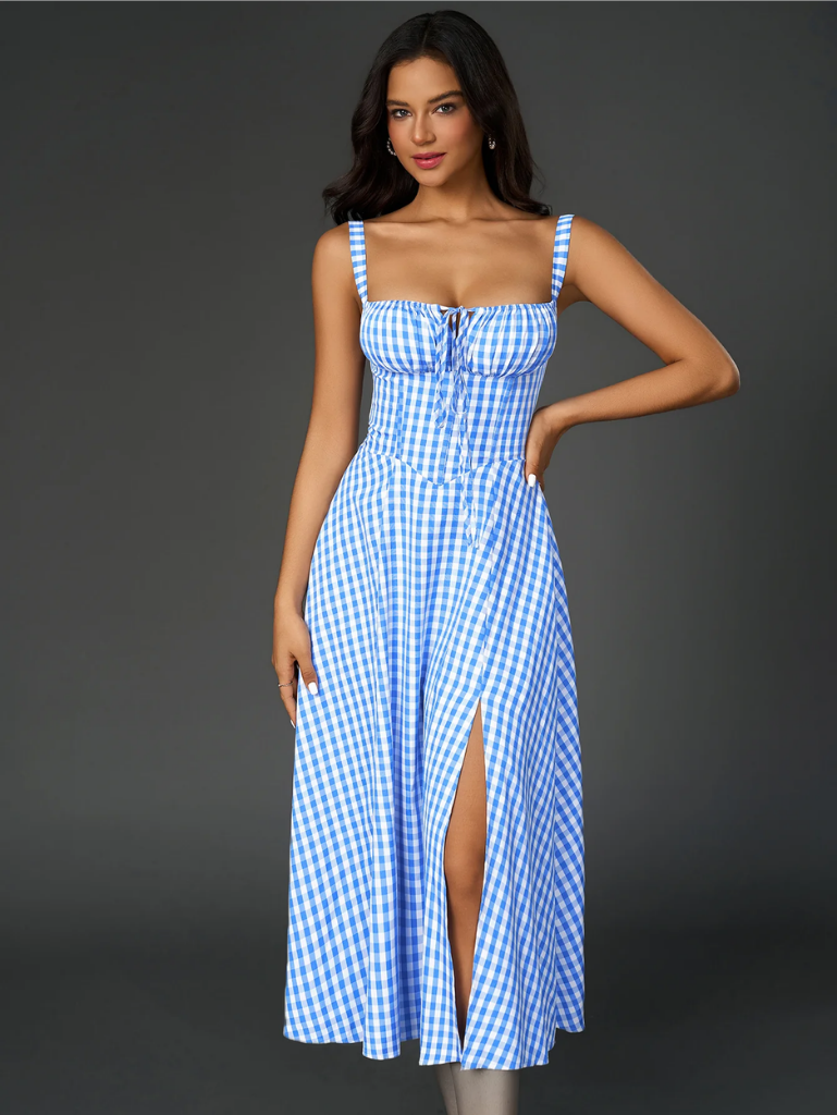 Claudia – Abito Cami con Busto Arricciato e Spacco