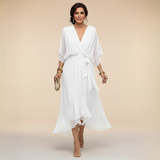 Monica - Abito em chiffon da donna con scollo a V