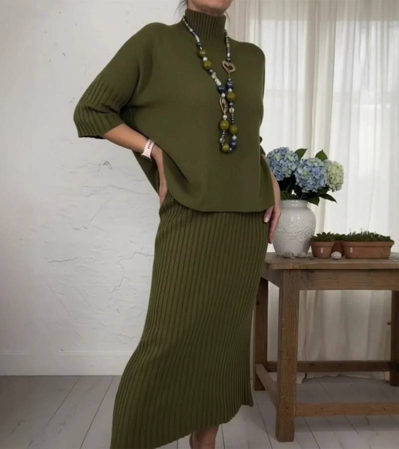 Debora | Set di Maglia con Gonna in Velluto a Coste da Donna