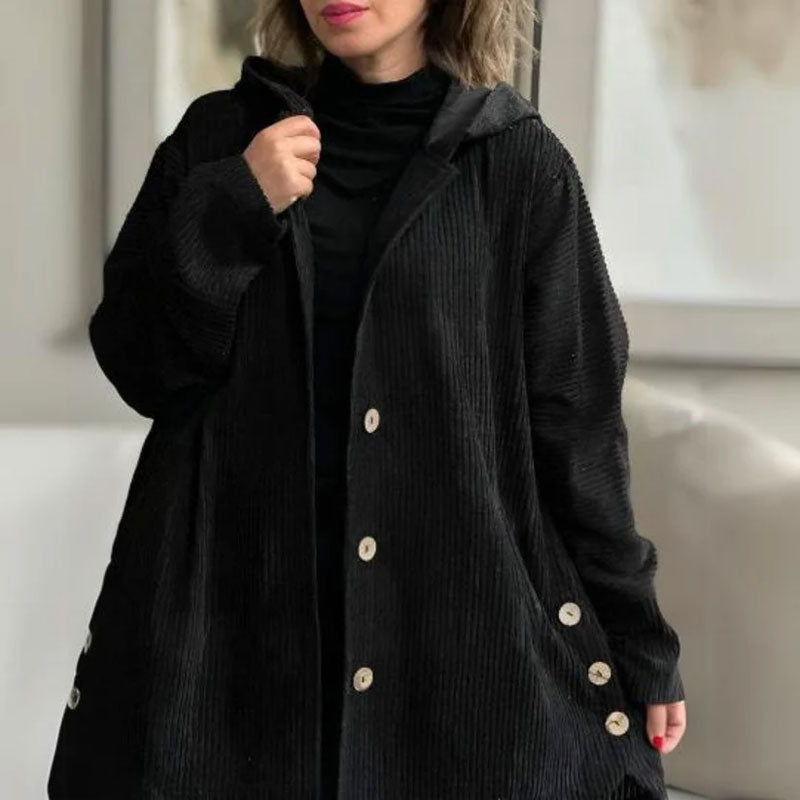 Giacca Casual di Velluto con Cappuccio per l'Autunno da Donna