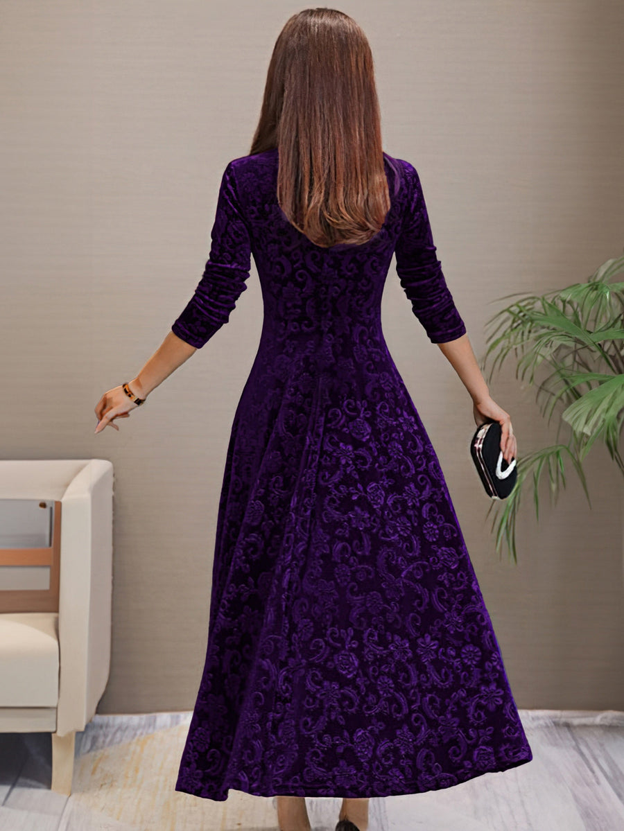 Denise | Elegante abito di festa em veludo con scollo a V