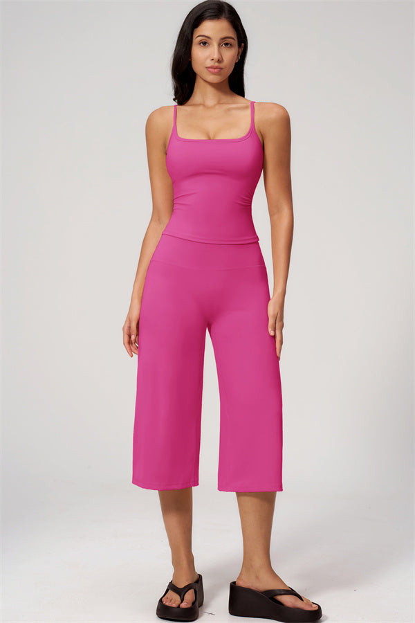 Nexus - Completo Top a Spalline e Pantaloni Corti a Gamba Larga per Donna