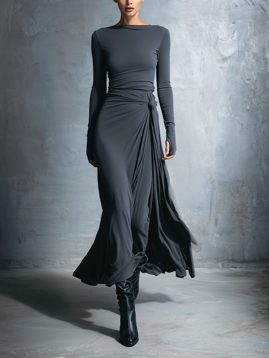 Naiara ❘ Abito maxi con nó laterale da donna