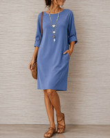 Sabine | Vestito Midi Fluido Effetto Pancia Piatta per Donna