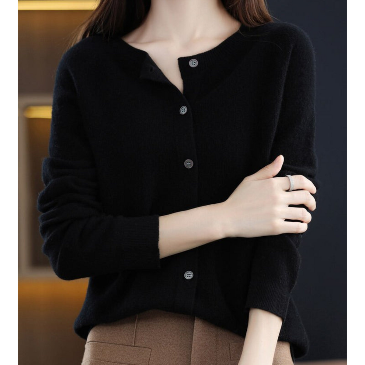 Anna | Maglione feminino di maglia con collo rotondo em lã merino Reine