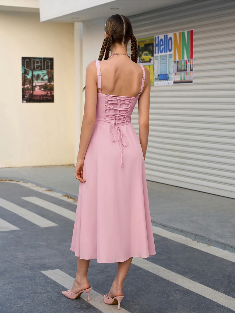 Claudia – Abito Cami con Busto Arricciato e Spacco