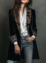 Carol - Blazer Slim Fit Nero Stampa Barocca per Donna