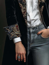 Carol - Blazer Slim Fit Nero Stampa Barocca per Donna