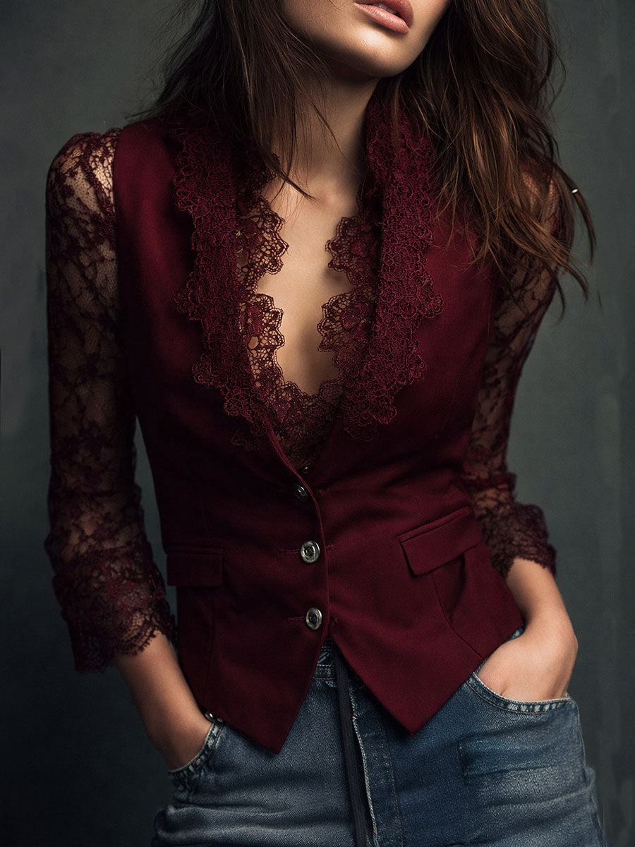 Claudia · Blazer da donna Nero con Pizzo