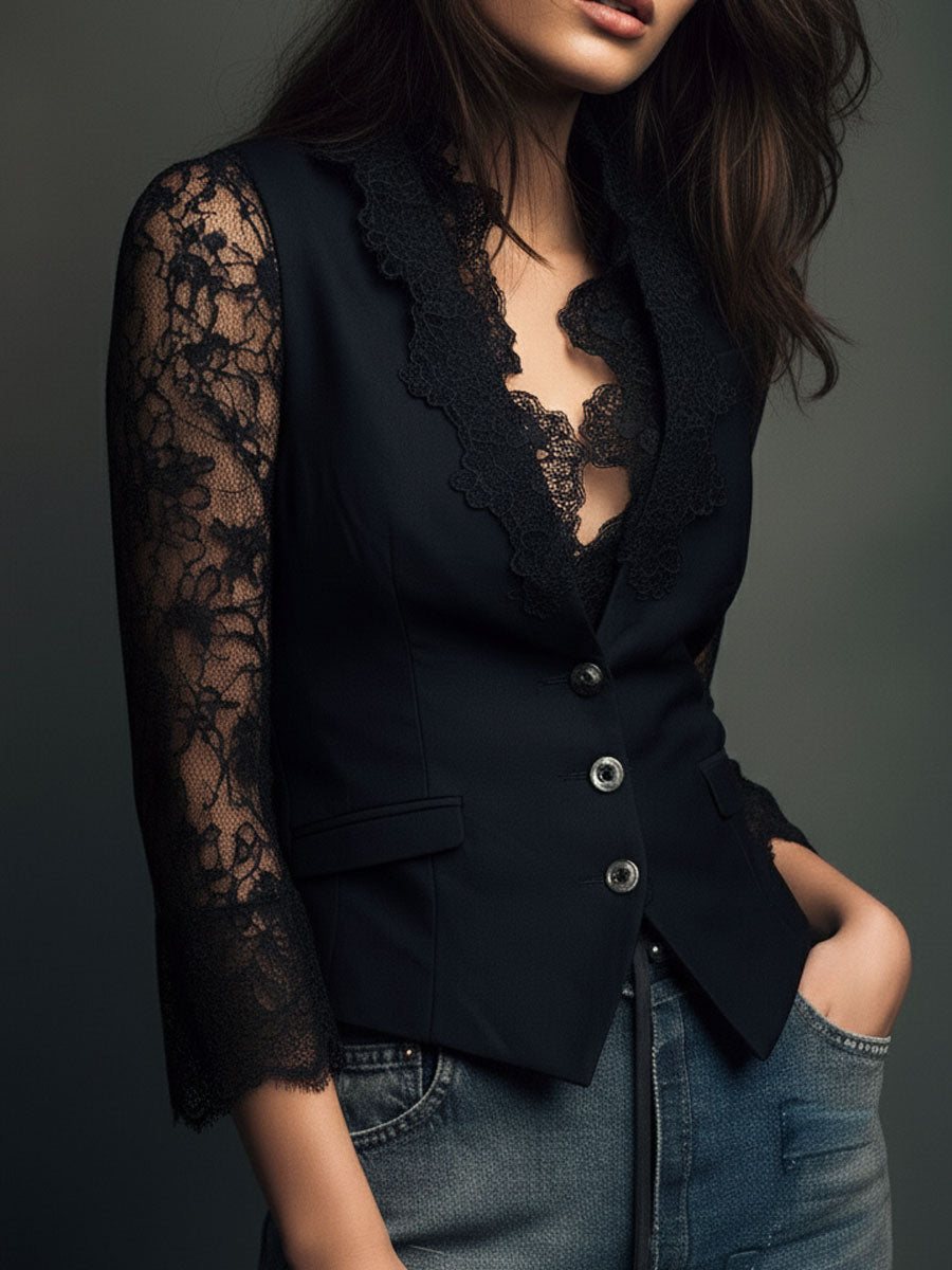 Claudia · Blazer da donna Nero con Pizzo