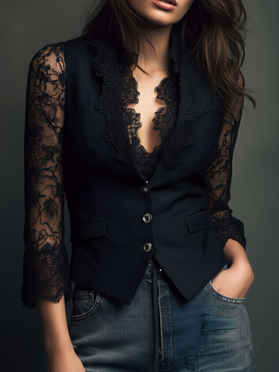 Claudia · Blazer da donna Nero con Pizzo