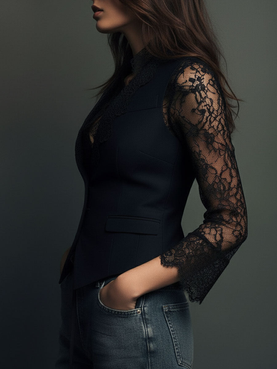 Claudia · Blazer da donna Nero con Pizzo