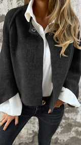 Celeste - Cappotto in lana con collo rotondo e maniche lunghe