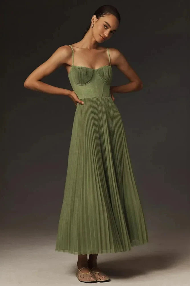 ISABELLA | ABITO MIDI PLISSETTATO ELEGANTE