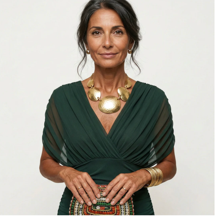 Alondra - Abito lungo da donna con stampa floreale e scollo a V