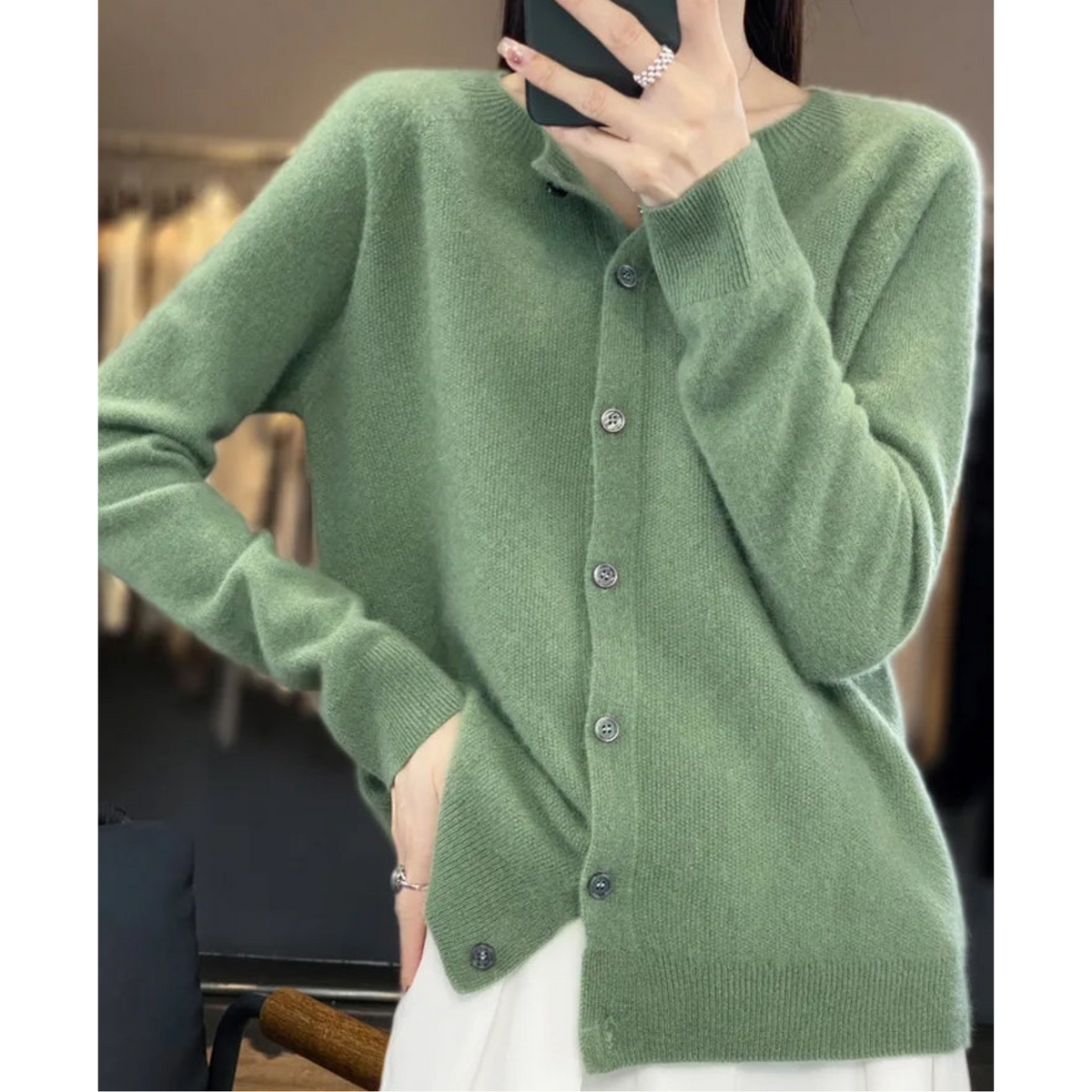 Anna | Maglione feminino di maglia con collo rotondo em lã merino Reine