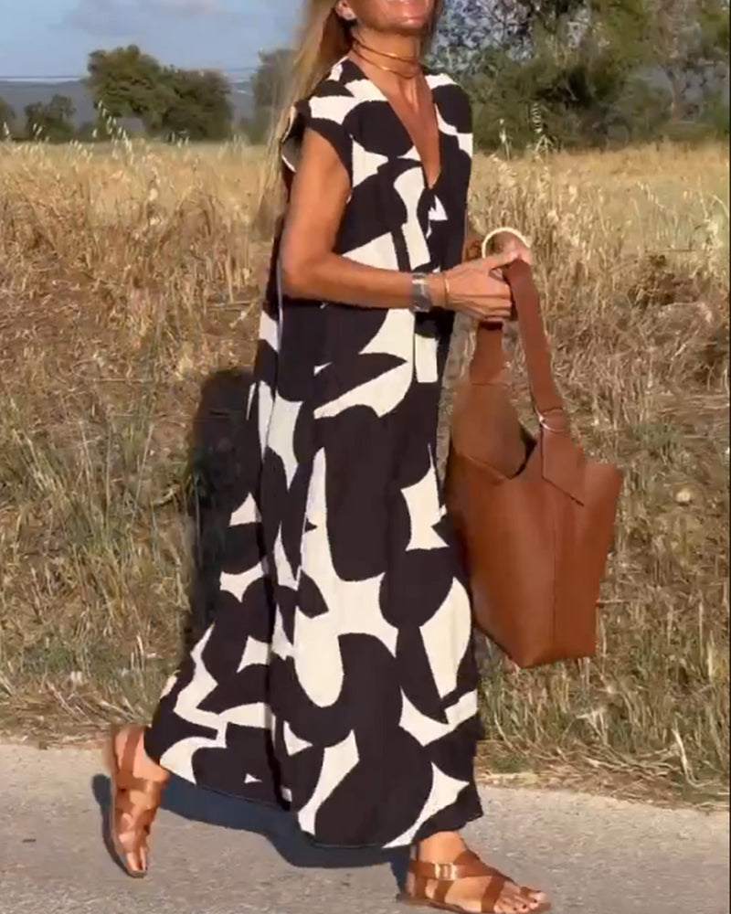 Ellen | Abito stampato con scollo a V per Donna