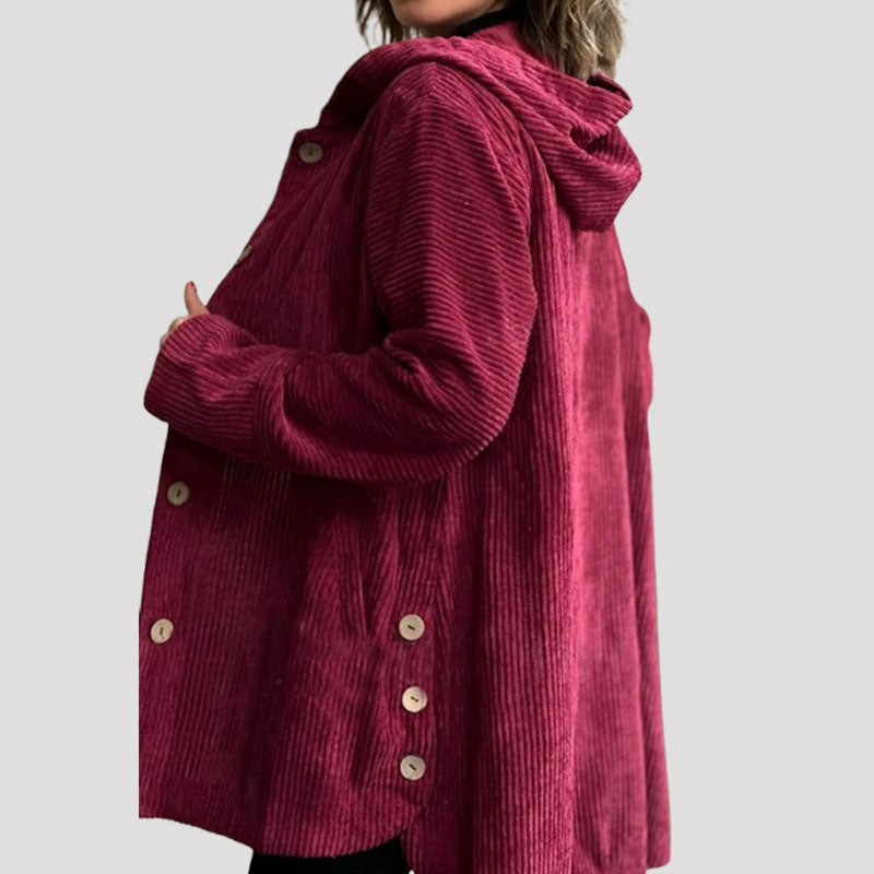 Giacca Casual di Velluto con Cappuccio per l'Autunno da Donna