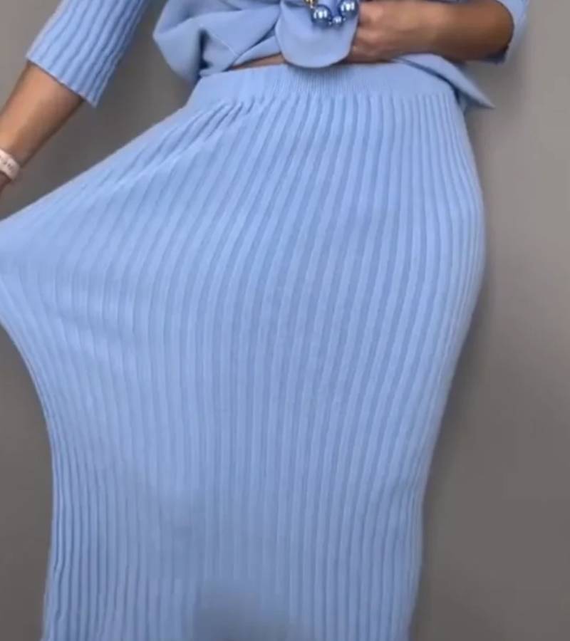 Debora | Set di Maglia con Gonna in Velluto a Coste da Donna