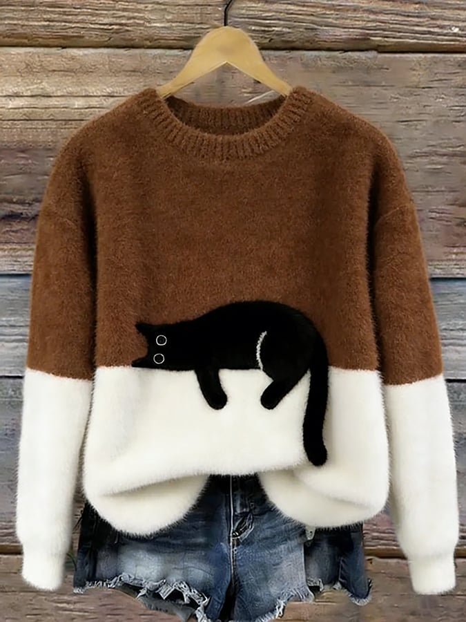 Luna | Maglione Feminino con Gráfico di Gatto