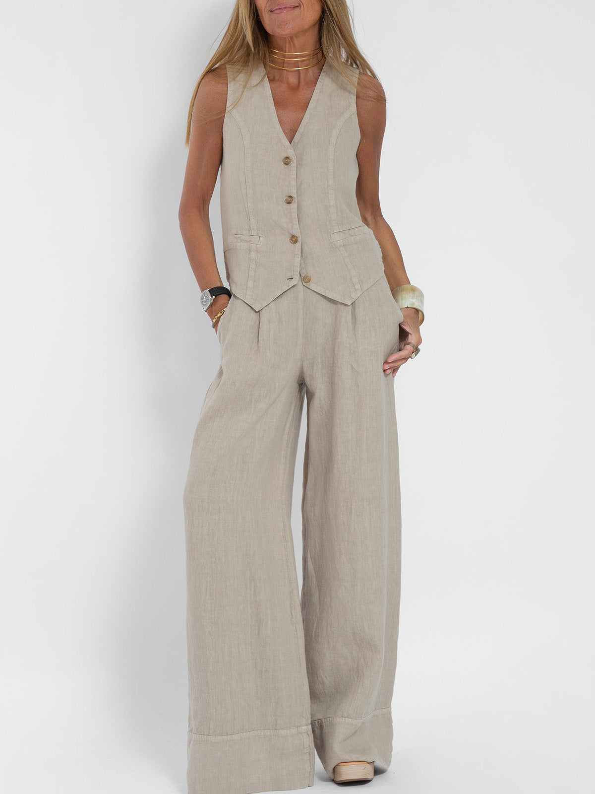 Ella | Set di pantaloni larghi con gilet (quasi esaurito)