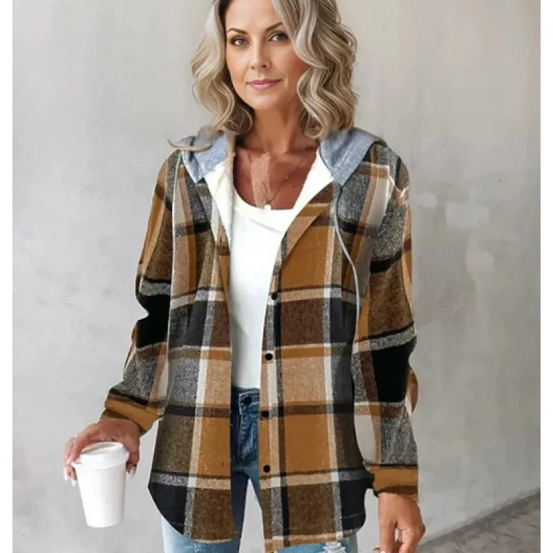 Cappotto stampato elegante con cappuccio