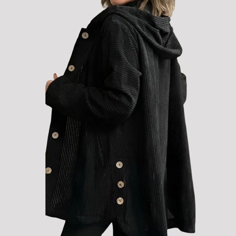 Giacca Casual di Velluto con Cappuccio per l'Autunno da Donna