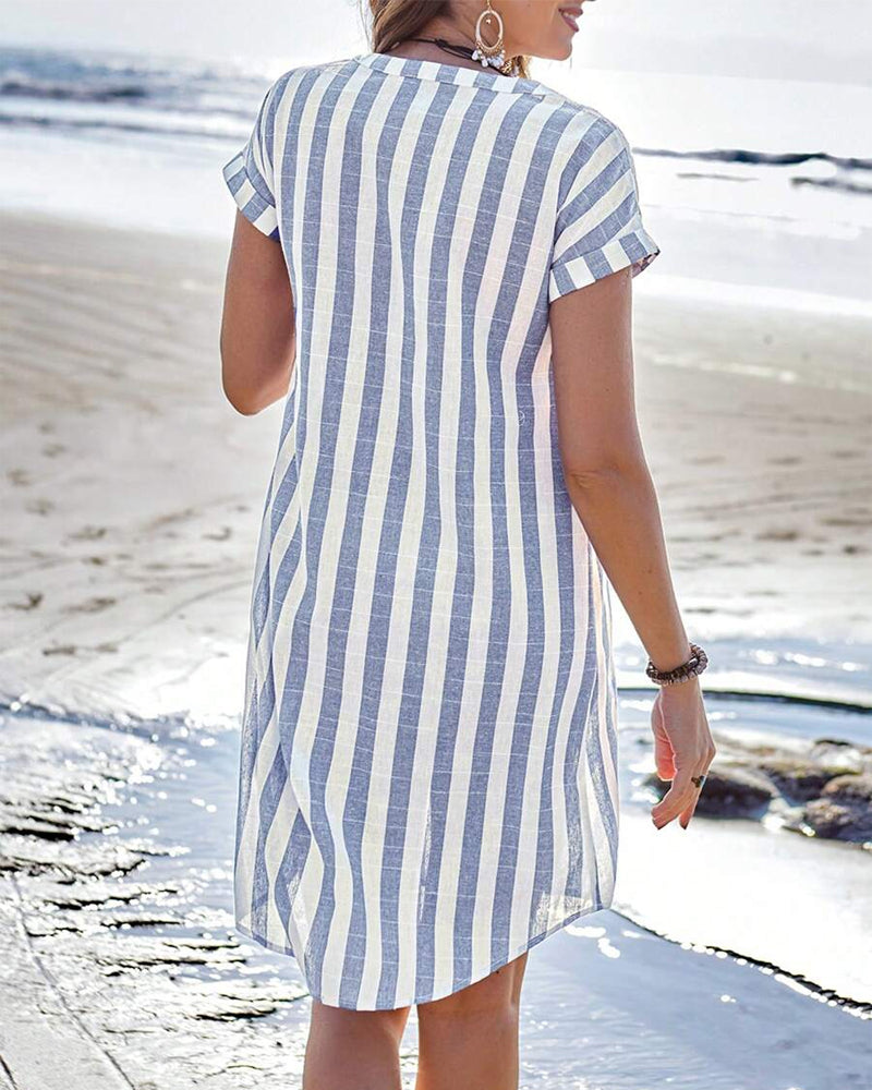 Martine™ | Abito camicia la righe elegante