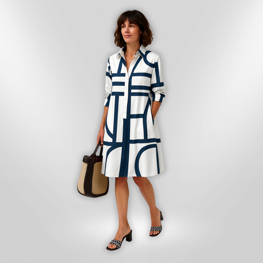 Helen | Abito midi con stampa geometrica da donna