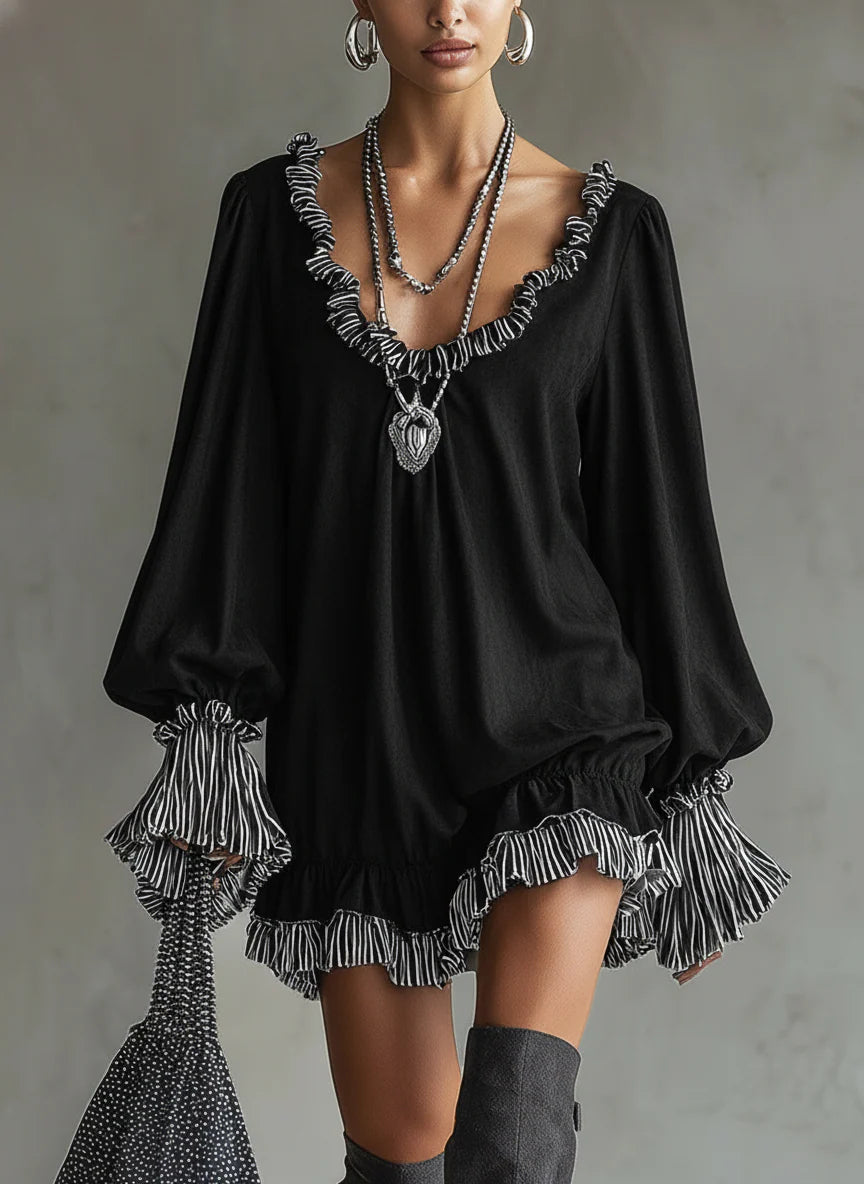 Isabella - Abito da donna Mini Loose Pregueado