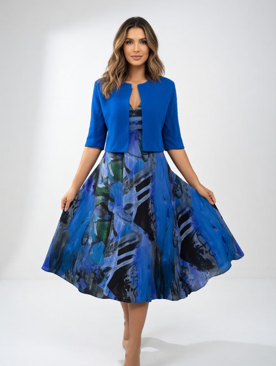 Maéliane – Abito midi stampato elegante e fluido da donna