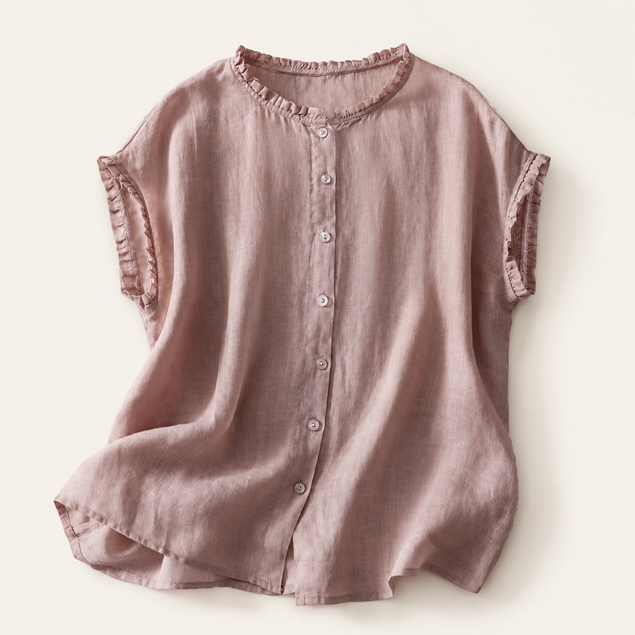 Ines - Blusa in Lino con Pizzo per Donna