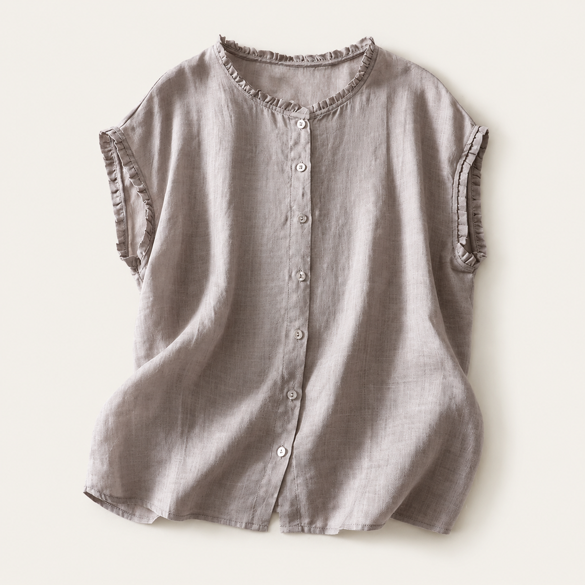 Ines - Blusa in Lino con Pizzo per Donna