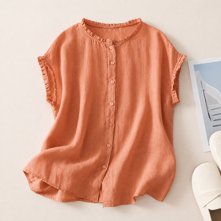 Ines - Blusa in Lino con Pizzo per Donna