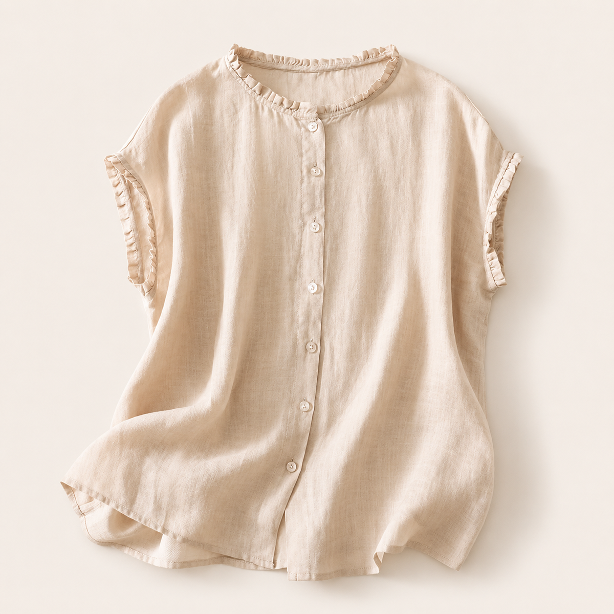 Ines - Blusa in Lino con Pizzo per Donna