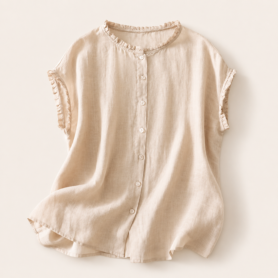 Ines - Blusa in Lino con Pizzo per Donna