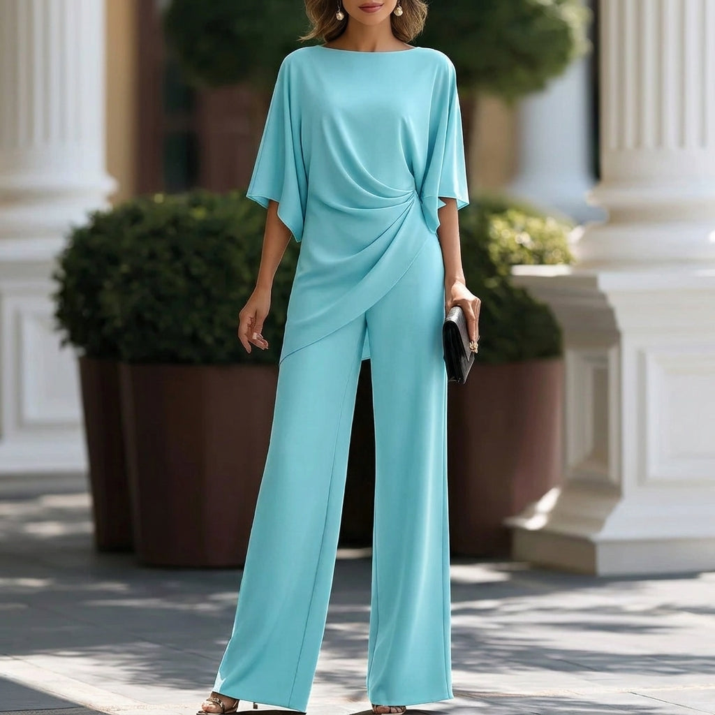 Gabriela | Set di Blusa Drappeggiata e Pantaloni Larghi per Donna