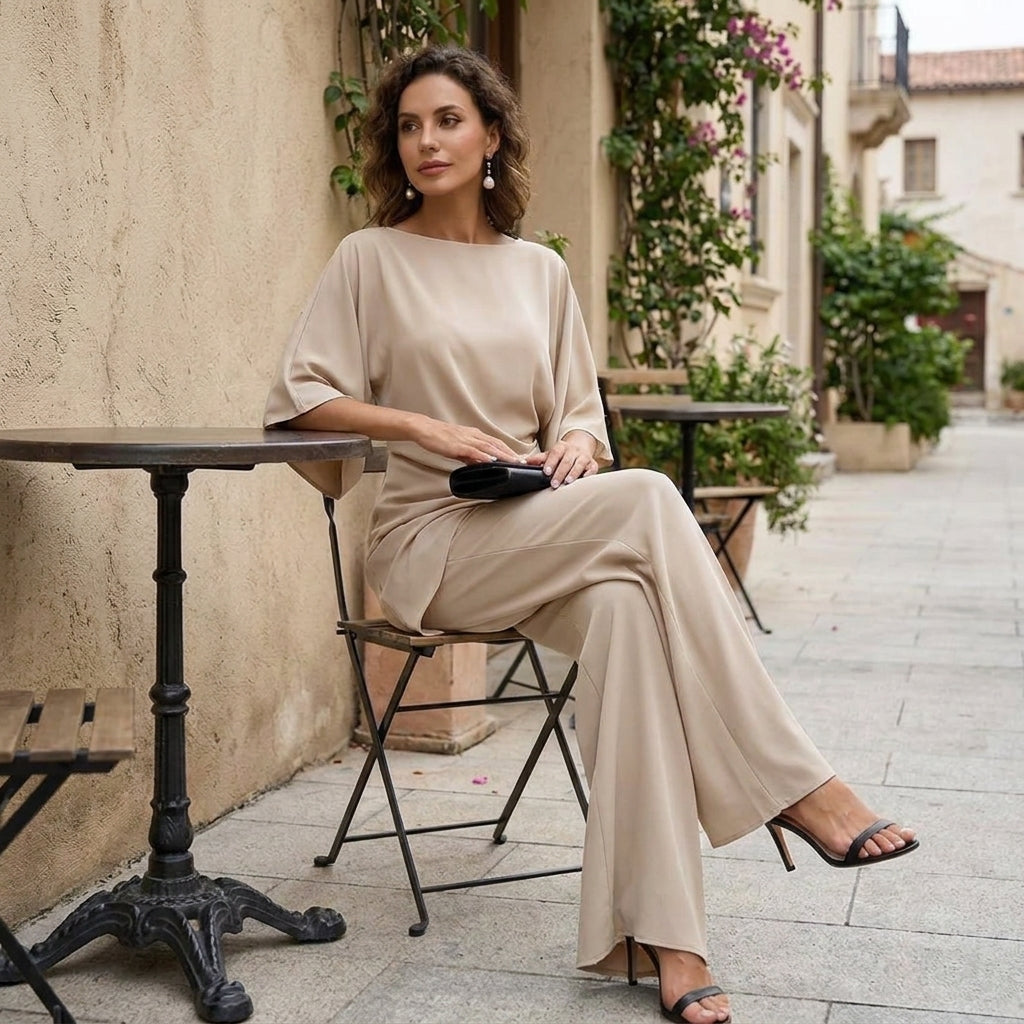 Gabriela | Set di Blusa Drappeggiata e Pantaloni Larghi per Donna