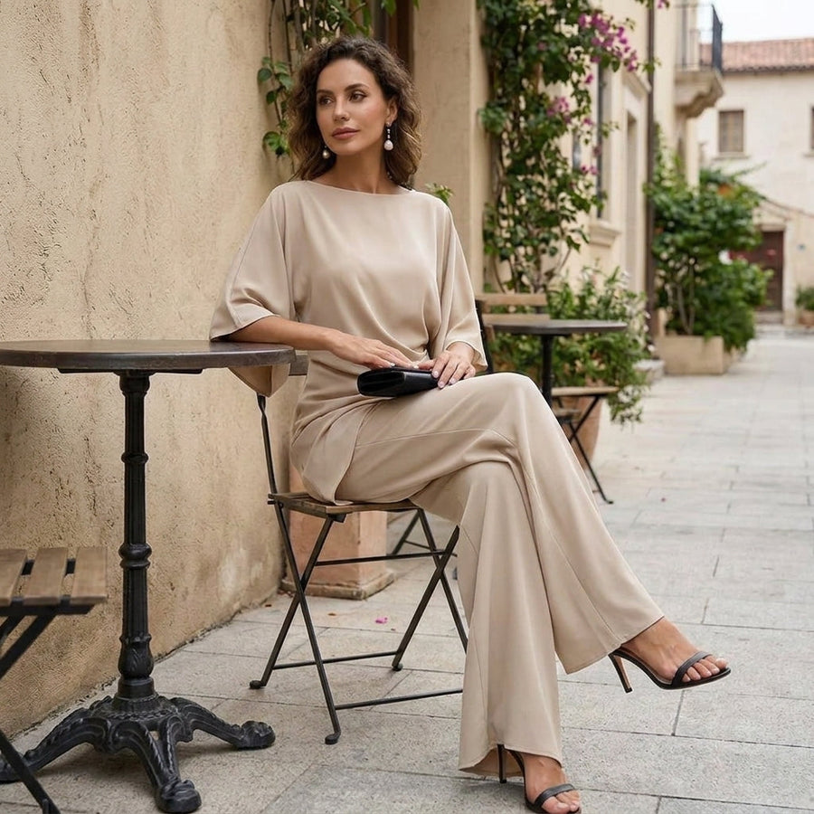 Gabriela | Set di Blusa Drappeggiata e Pantaloni Larghi per Donna