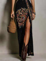 Rita - Vestito Stampato in Stile Bohemien con Scollatura a V Profonda e Grande Apertura per Donna