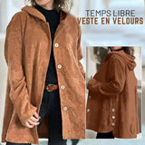 Giacca Casual di Velluto con Cappuccio per l'Autunno da Donna