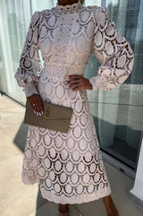 Rori - Abito midi elegante da donna con dettagli in pizzo