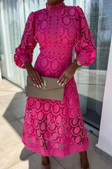 Rori - Abito midi elegante da donna con dettagli in pizzo