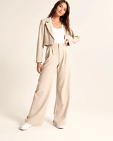 Maria - Pantaloni beige sartoriali a gamba larga