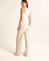 Maria - Pantaloni beige sartoriali a gamba larga