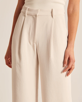 Maria - Pantaloni beige sartoriali a gamba larga