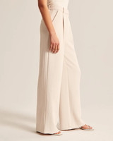 Maria - Pantaloni beige sartoriali a gamba larga
